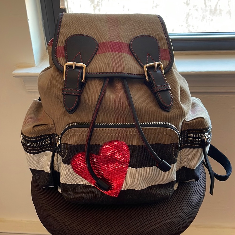 Burberry sequined heart canvas backpack